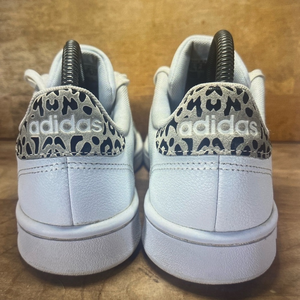 Adidas Grand Court CHEETAH Womens Size 8.5 Shoes Sneakers White Black FW9779